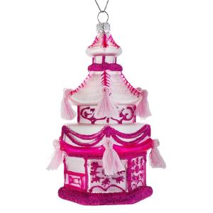Pink Imperial Garden Pagoda Ornament Cheap Sale Low Pice Fee Shipping