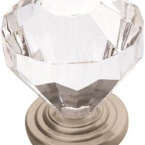Amerock 14303G10 Acrylic Round Crystal Cabinet Knob, Satin Nickel Clearance Discounts