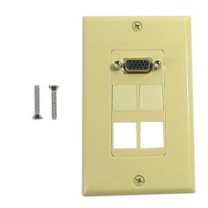 1-Port VGA Wall Plate Kit Decora Ivory (with 4x Keystone inserts) On Hot Sale