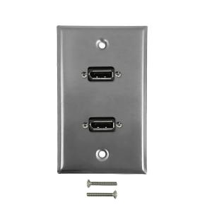 2-Port DisplayPort Wall Plate Kit - Stainless Steel Sale High Quality