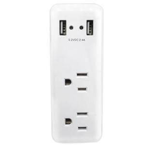 2 Outlet Power Tap w/ 2 USB Charging Ports - White Finishline For Sale