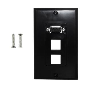 1-Port VGA Wall Plate Kit Decora Black (with 2x Keystone Hole) Clearance Footaction