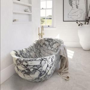 Calacatta Viola Bathtub Hand-carved from Solid Marble Block (W)34" (L)70" (H)26" Sale Visa Payment