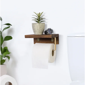 Wood Wall Mount Toilet Paper Holder With Shelf Sale Wide Range Of