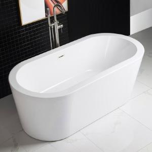 WoodBridge 66" x 32" Freestanding Acrylic Bathtub, Brushed Nickel (#K4738) Footaction Online