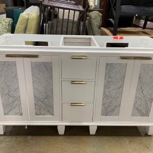60" White/Marble Double Bathroom Vanity Outlet Footlocker Finishline