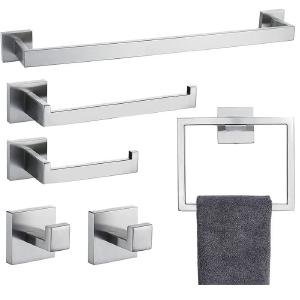 6-Piece Bathroom Hardware Set Towel Bar Set - Silver Discount Big Sale