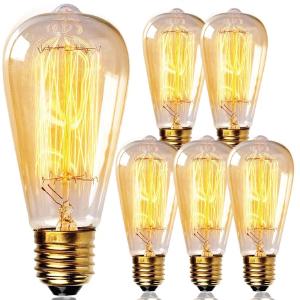 60 Watt, ST64 Incandescent, Dimmable Light Bulb, Warm White (2700K) E26/Medium (Standard) Base (Set of 6) With Credit Card For Sale