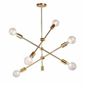 6-Light Gold Sputnik Chandelier, Modern Pendant Lighting Ceiling Light Fixture Outlet Online
