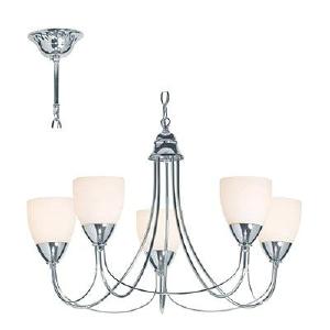 5 Lt Tulip Chandelier Glass & Chrome E14 5x40w 100% Authentic Cheap Online