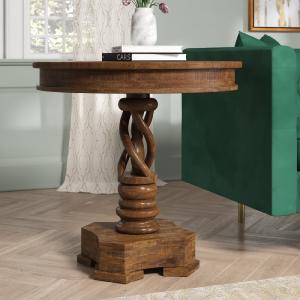 Garrettsville Solid Wood Pedestal End Table TTR236 Cheap Brand New Unisex