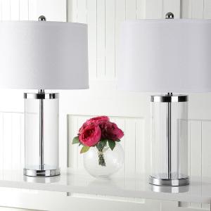 Geanie 25.5" Glass Cylinder Table Lamps - Set of 2 - #8625T Cheap Sale With Mastercard