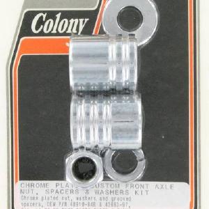 Front axle spacer kit, custom grooved | Color: chrome | Order Number: C9992-5 | OEM Number: 40910-84B/ 43683-97 Outlet Supply