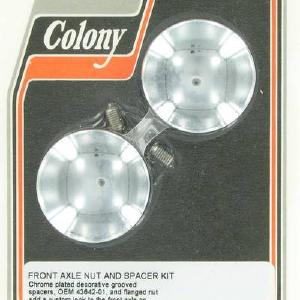 Front axle nut and " decorative grooved" spacer kit | Color: chrome | Order Number: C2153-3 | OEM Number: 43642-01 Visit New Online