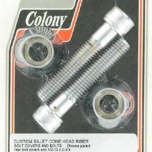 Custom billet cone head riser bolts and covers | Color: chrome | Order Number: C2416-4 | OEM Number: Free Shipping Big Sale