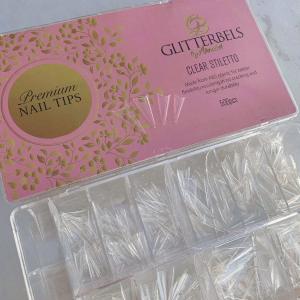 500 box Stiletto Clear Glitterbels nail tips Outlet Finishline