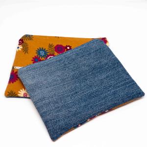 Brown Vintage Floral Denim Full Pouch For Sale Top Quality