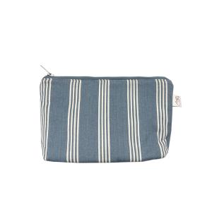 Blue Ticking Stripe Make-Up Bag Browse For Sale
