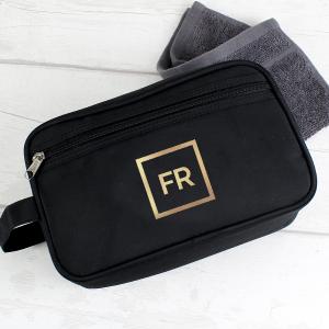 Personalised Gold Initials Black Wash Bag Pay With Visa Sale Online