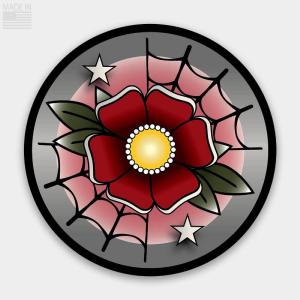 Traditional Tattoo Flower Sticker - Red/Pink Cheap Good Selling