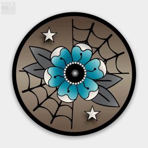 Traditional Tattoo Flower Sticker - Blue/Coffee Outlet Recommend