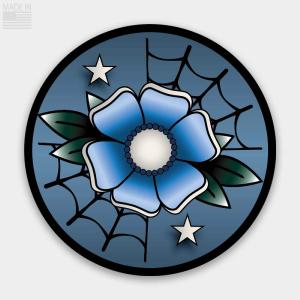 Traditional Tattoo Flower Sticker - Blue/Blue Clearance 100% Guaranteed