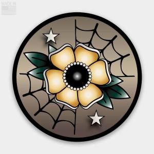 Traditional Tattoo Flower Sticker - Yellow/Coffee Buy Cheap Best Wholesale