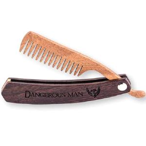 Beard Comb Gifts for Him Wooden Comb for Men Folding Pocket Comb for Moustache Beard Hair Walnut Combs Husband Anniversary Gift with the Engraving (Fear The Beard) (Model DM) Outlet