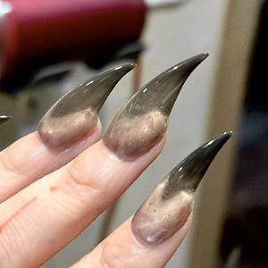 3D Wolf Claw Grey Ombre Oval Handmade Press-On Nails NF056 Clearance Outlet