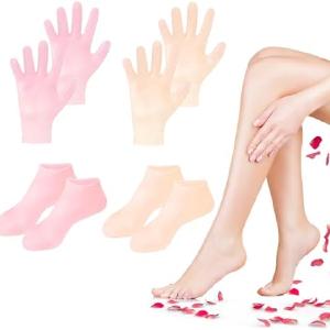 4 Pairs Silicone Socks Gloves Set for Dry Cracked Feet and Hands, Silicone Foot Socks for Women, Moisturizing Feet Outlet For Nice