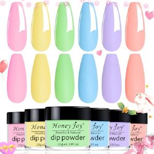 Neon Dip Powder Set, Honey Joy 6 Colors Pink Yellow Purple Green Blue Spring Sumer Dipping Powder Set Nail Art Manicure DIY Salon Home Gifts for Women, No Need Nail Lamp Cured, DP-U Enjoy Cheap Pice