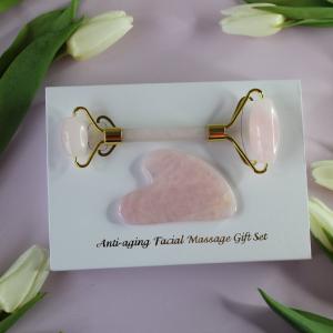 ROSE QUARTZ GUA SHA FACE MASSAGE TOOL AND FACE ROLLER  GIFT SET Authentic Online