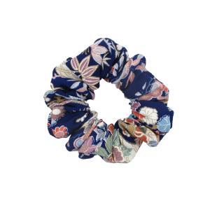 Vintage Silk Kimono Scrunchy Ship from USA Blue Floral Scrunchies Low Cost Sale Online