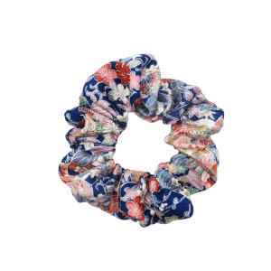 Vintage Silk Kimono Scrunchies, Japanese Hair tie, Kawaii Floral Blue 2025 New