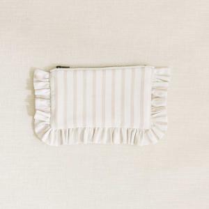 The Beige Stripe Mini Ruffled Pouch How Much