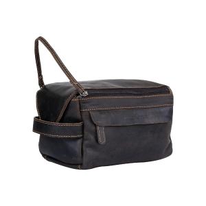 'Darwin' Leather Travel Wash Bag - Brown Finishline For Sale