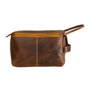 'Geelong' Leather Toiletry Bag - Camel Fast Delivery Online