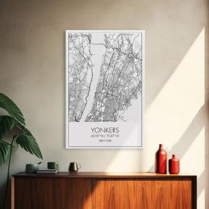 Yonkers Street Map, New York Map, City Map Print, Minimalist Art, Wall Art, Canvas Print, Travel Wall Art, Map Gift, Dorm Room Decor Buy Cheap Buy