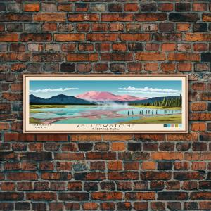 Yellowstone National Park Panoramic Wyoming Travel Art, National Park Print, Minimalist Travel Art, Subdued Watercolor Painting Panoramic Buy Cheap Best Pices