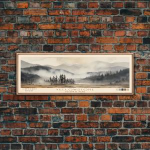 Yellowstone National Park Panoramic Wyoming Travel Art, National Park Print, Minimalist Travel Art, Subdued Watercolor Painting Panoramic Outlet Wiki