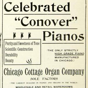1893 Ad Conover Piano Chicago Cottage Organ 215 Wabash Avenue Musical WCE1 Free Shipping Good Selling