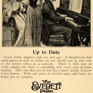 1893 Ad John Church Co Everett Piano Violin Player Antique Musical LHJ4 Browse