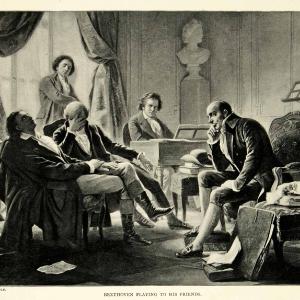 1895 Print Albert Graefle Beethoven Playing To His Friends Piano Composer Music 2025 Unisex Online