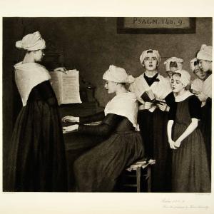 1895 Photogravure Therese Schwartze Art Psalm 140 Piano Religious Music Girls Sale Lowest Pice