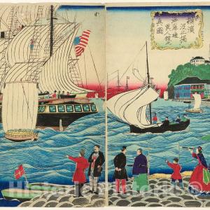 Art Print : True View of the Foreign Buildings along the Waterfront Seen from the Yokohama Wharves, Utagawa Hiroshige III, c1880, Vintage Wall Decor : Buy Cheap Best Sale