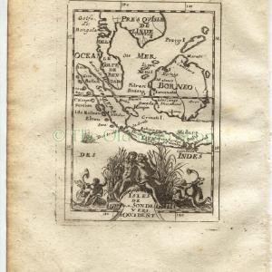 1719 Manesson Mallet Antique Map "Isles de la Sonde vers l'Occident" Borneo Indonesia Java Malaysia Sumatra, published by Johann Adam Jung Sale Amazon