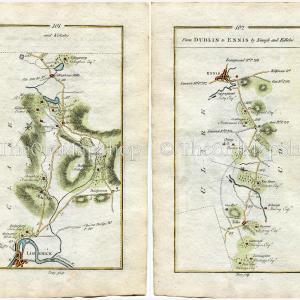 1778 Taylor & Skinner Antique Ireland Road Map 101/102 Limerick Bridgetown Broadford O'Callaghansmills Tulla Spancihill Ennis Clare Collections For Sale