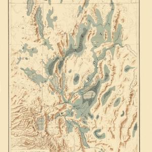 Topographical Map - Lake Lahontan Nevada California - Bien 1892 - 23 x 34.94 - Vintage Wall Art Clearance Perfect