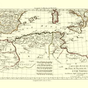 Historic Map - Tlemcen Fez Tunisia Tripoli Kingdoms - Santini 1794 - 32.23 x 23 - Vintage Wall Art Free Shipping Sale Online