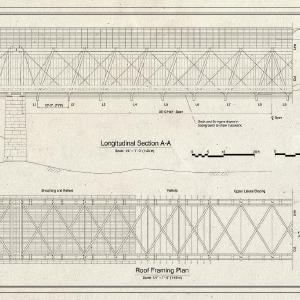 Blueprint Longitudinal Section A-A, Roof Framing Plan - Bells Ford Bridge, Spanning East Fork White River at State Route 258, Seymour, Jackson County, in Fake Cheap Online